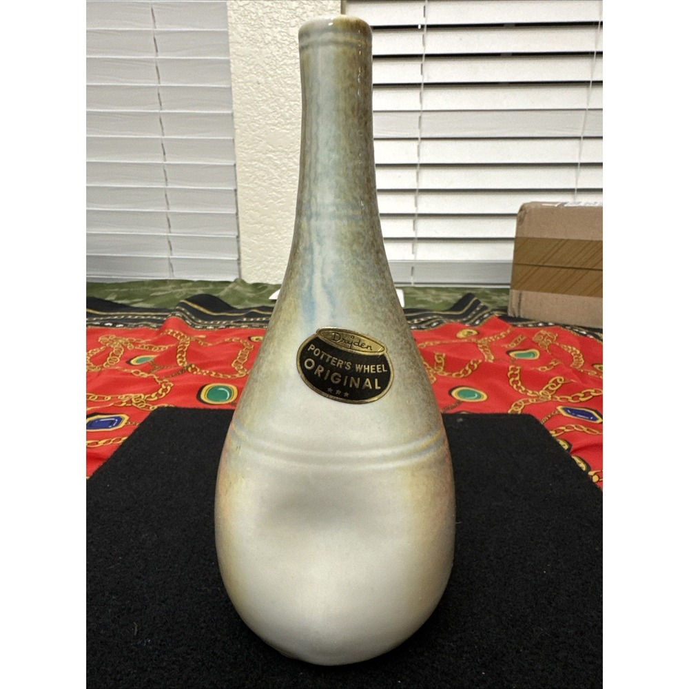 J Dryden Potter's Wheel Original 1983 Vintage Ombré Glazed Bud Vase 8" Unusual